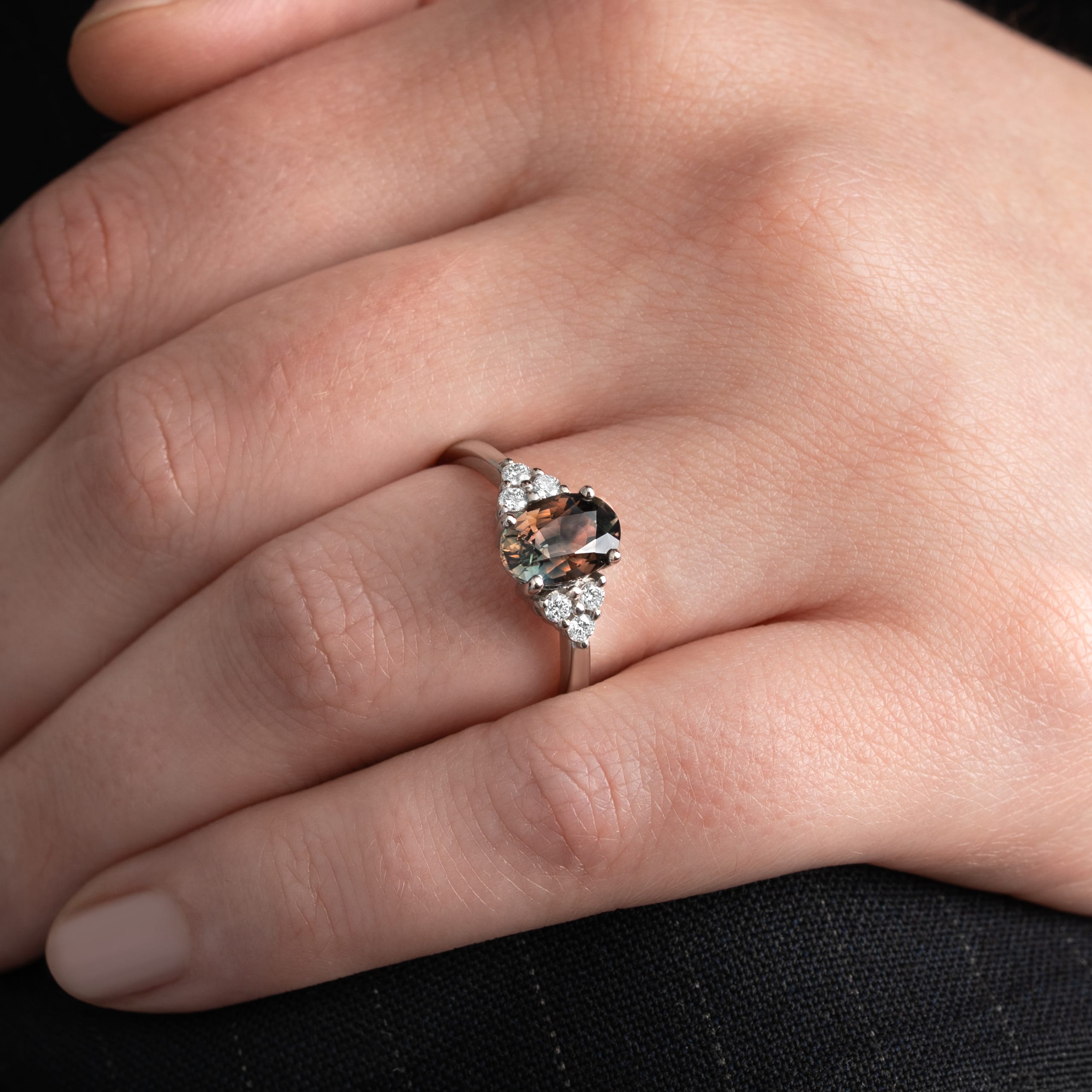 Unique parti sapphire and diamond ring — 7