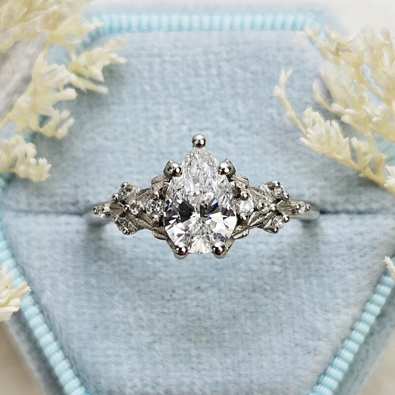 Nature inspired pear lab grown diamond ring — 1
