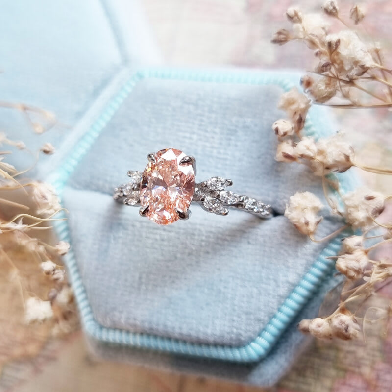 Pink lab grown diamond floral ring — 3