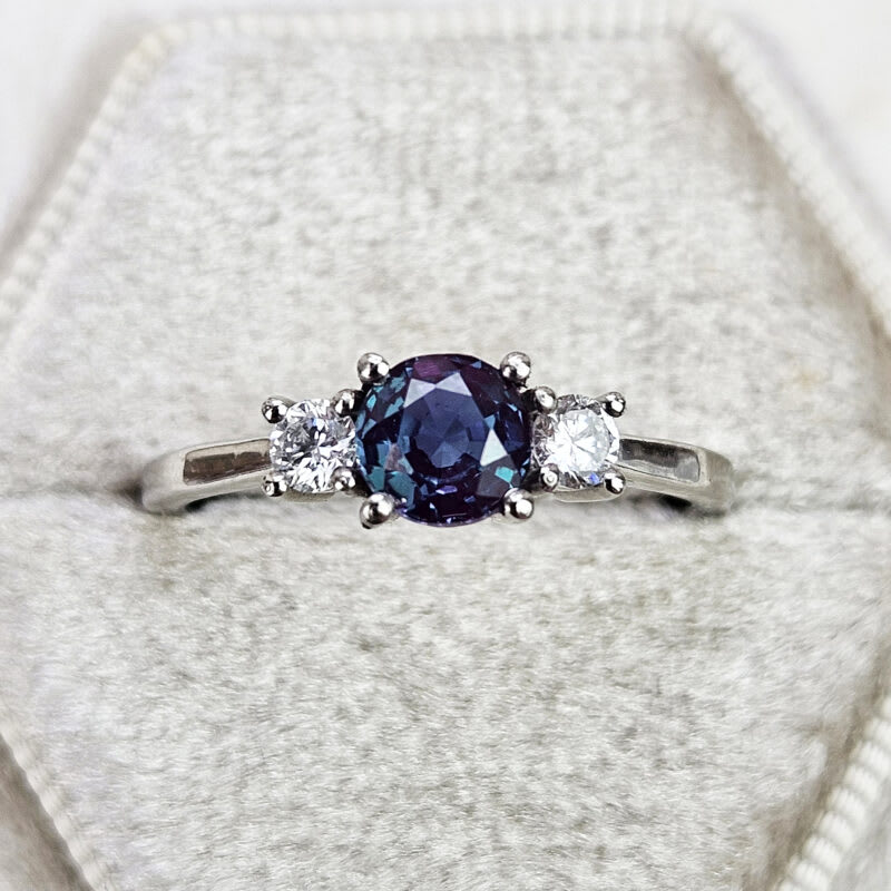 Alexandrite and diamond trilogy ring — 1