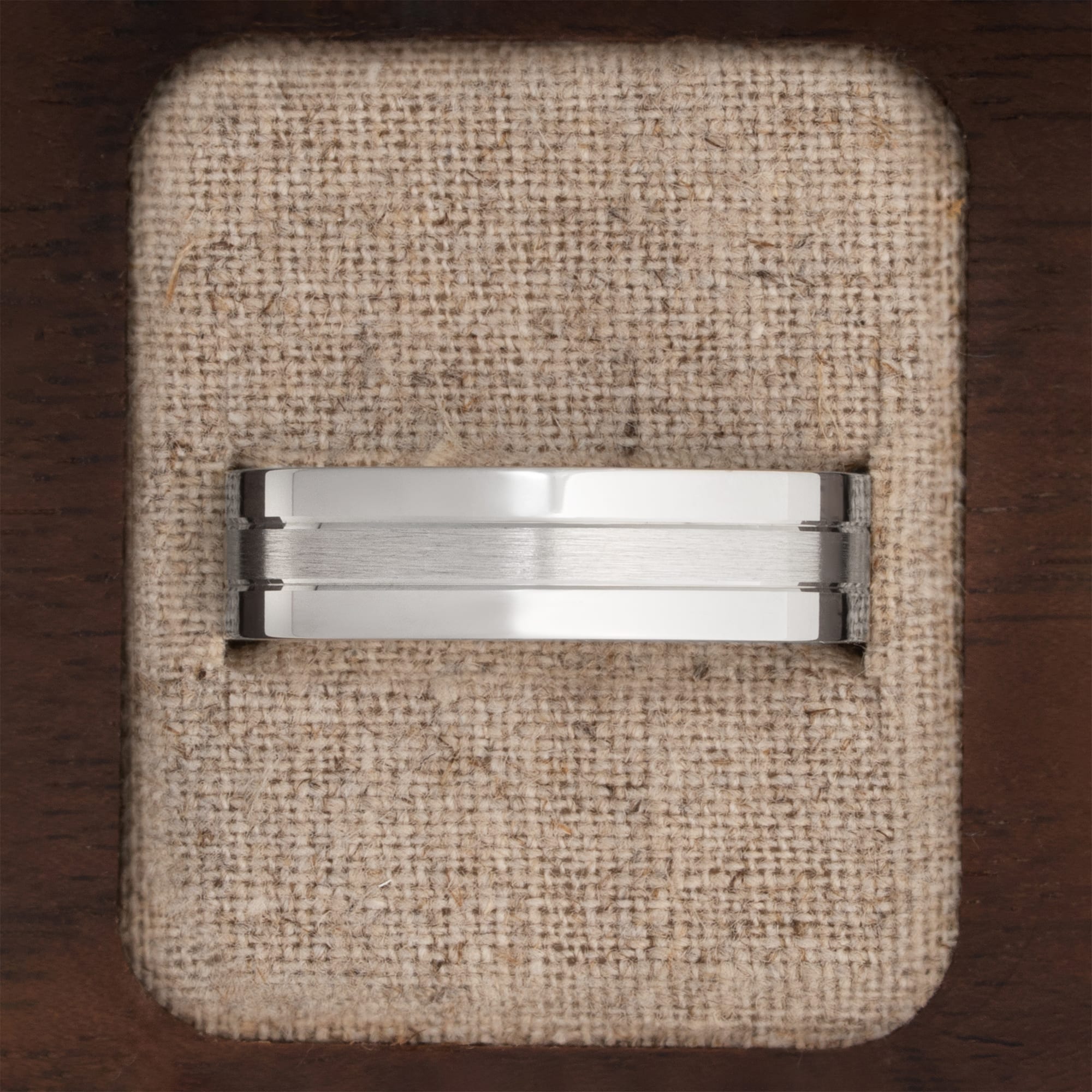 Diamond cut mixed finish wedding band — 4