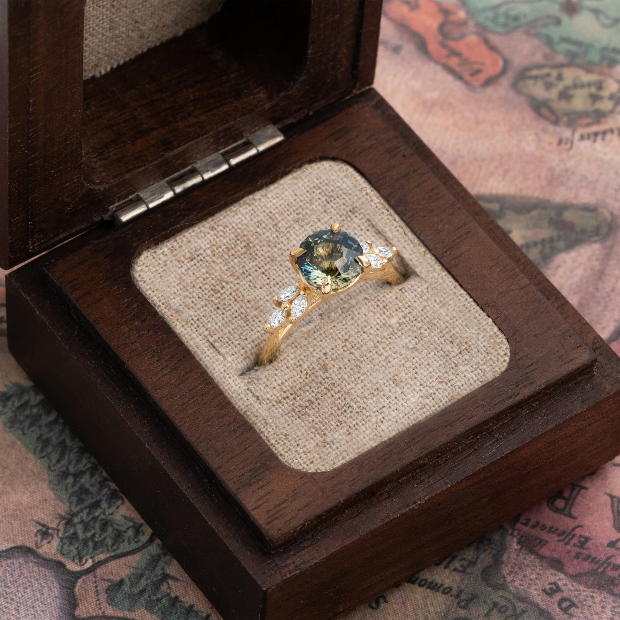 Ultra precision cut sapphire and diamond ring — 3