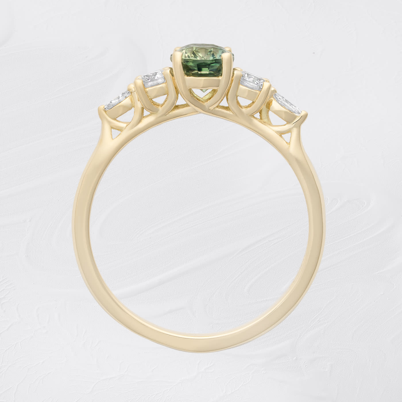 Oval teal sapphire and diamond ring — 3
