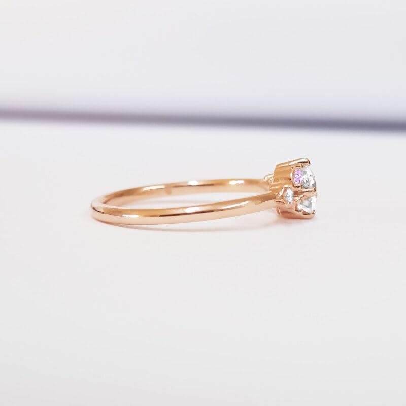 Moissanite, aquamarine and diamond cluster engagement ring  — 3