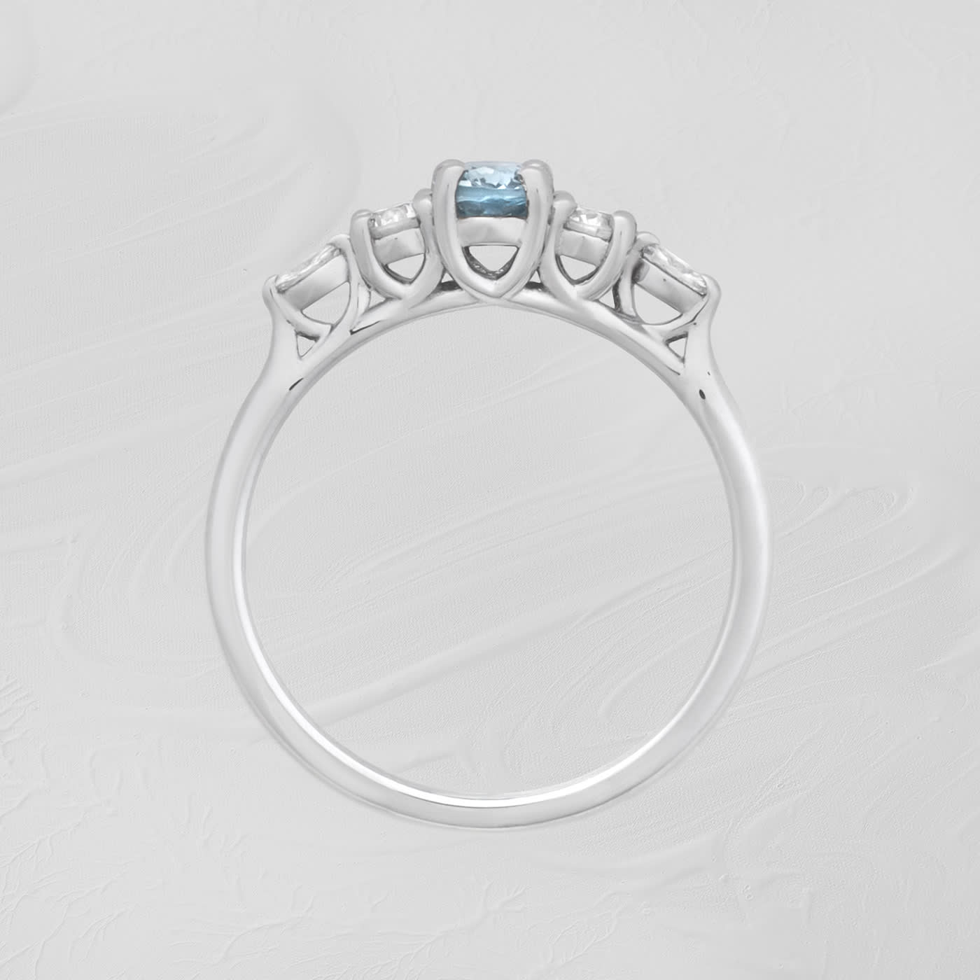 Oval light blue sapphire and diamond trellis ring  — 3