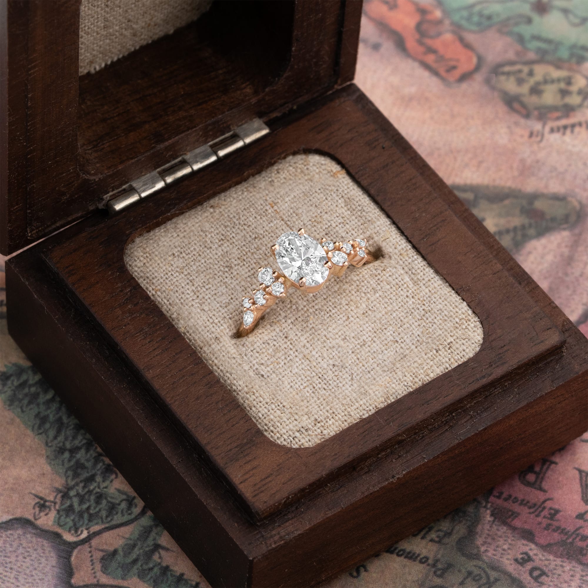 'Hazel' Oval lab grown diamond floral ring in rose gold — 3