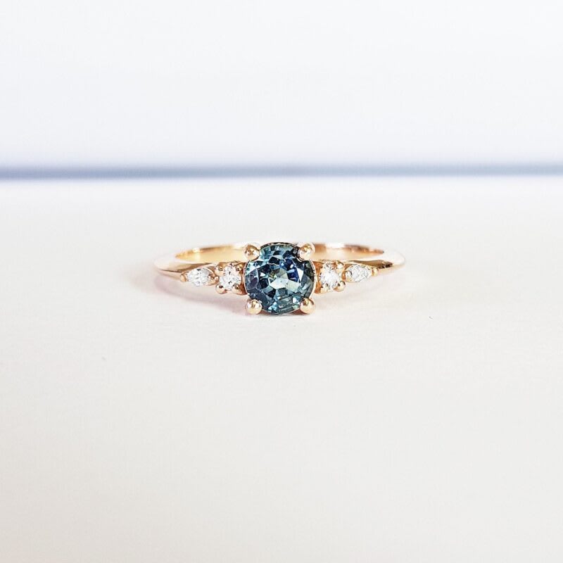 'Arlet' Teal sapphire engagement ring handmade