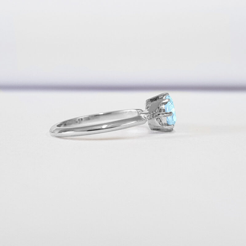 'Cora' Aquamarine and diamond engagement ring  — 3