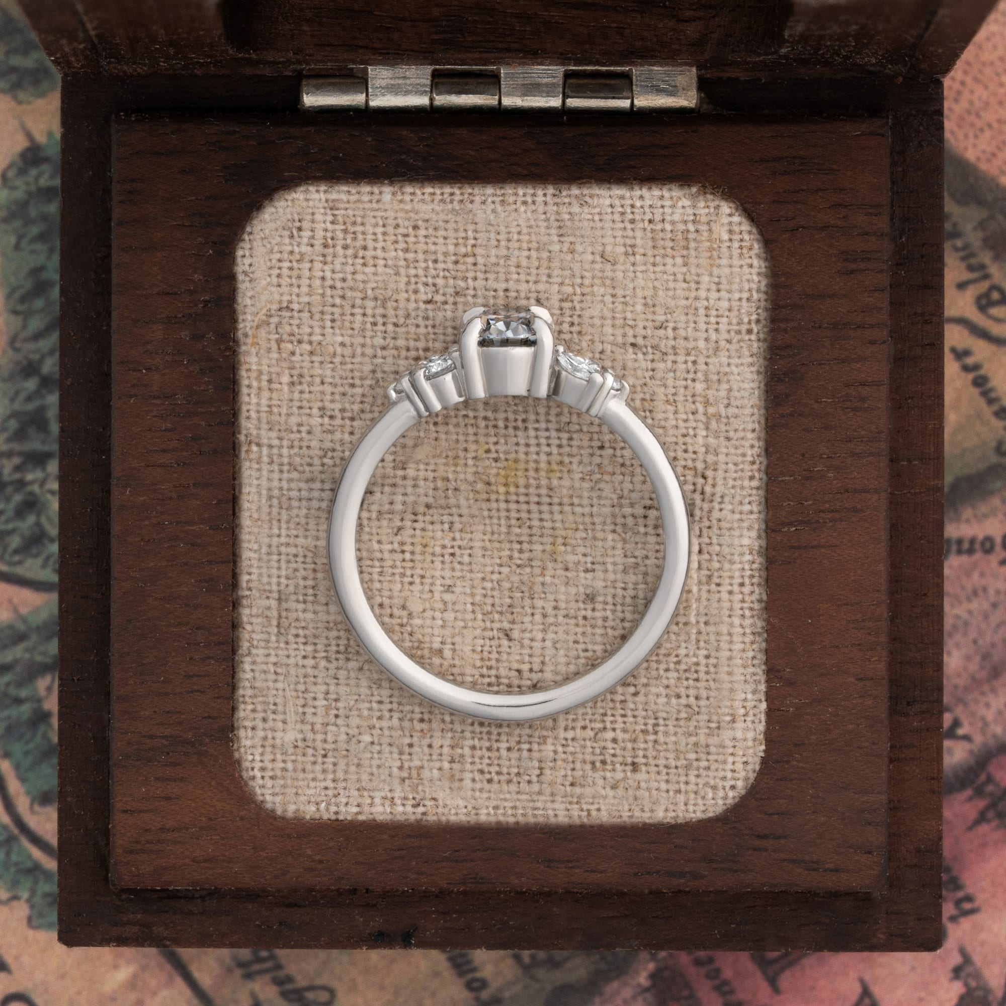 'Dawntree' Grey moissanite and diamond cluster ring — 3
