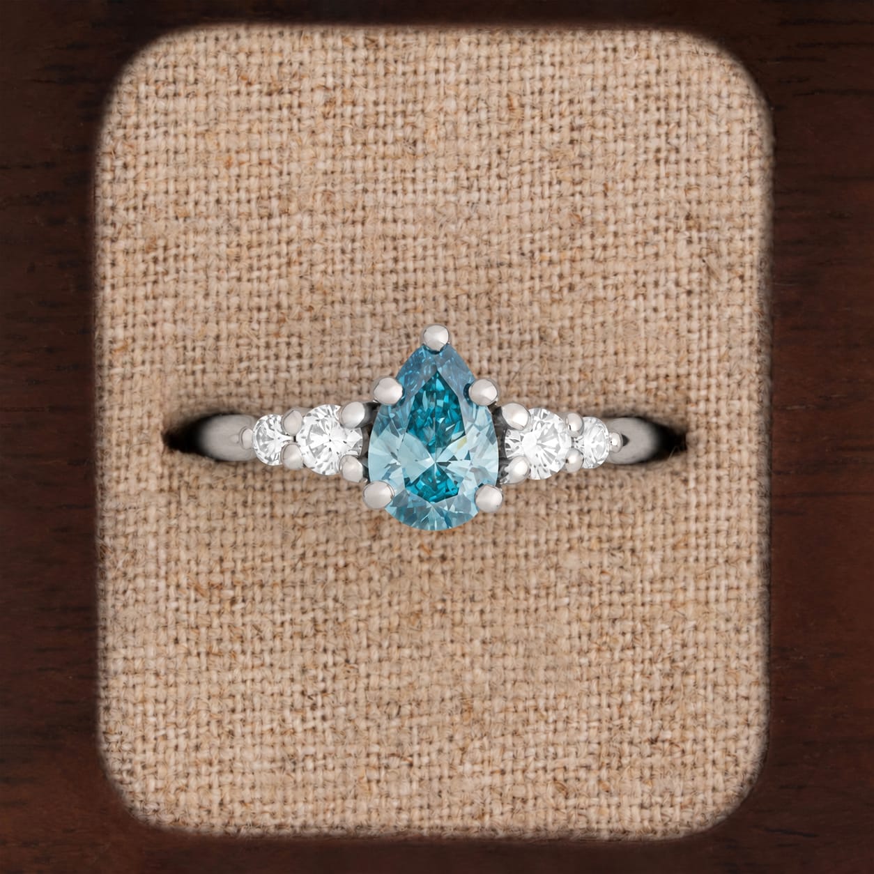 'The Quintet' – Fancy blue pear diamond ring — 1