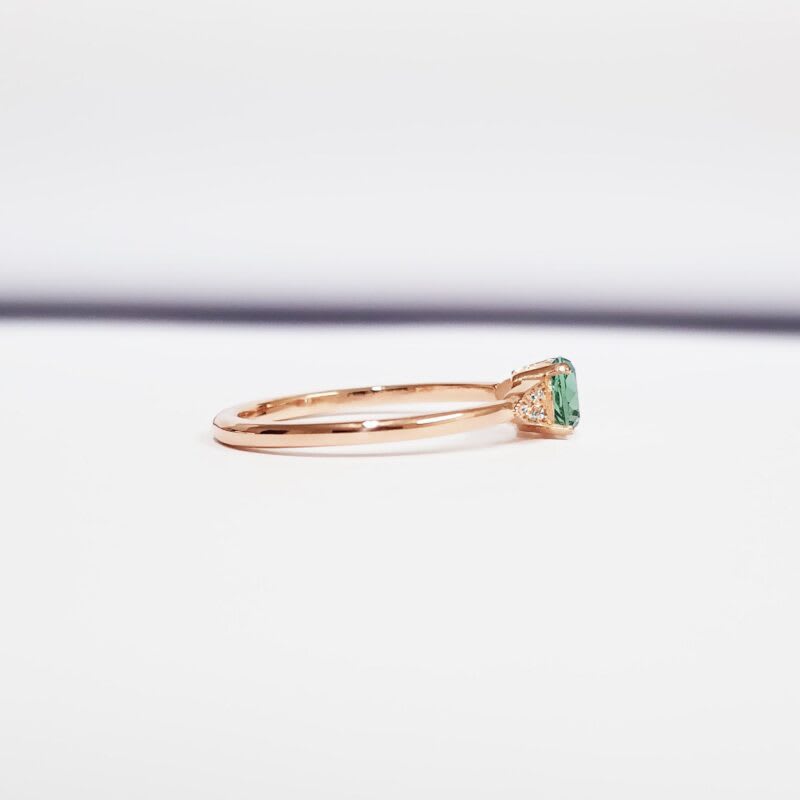 "The Victoria" - Green sapphire and diamond engagement ring  — 3