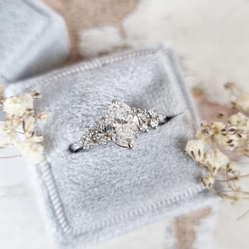 Oval cut lab grown diamond cluster ring — 3