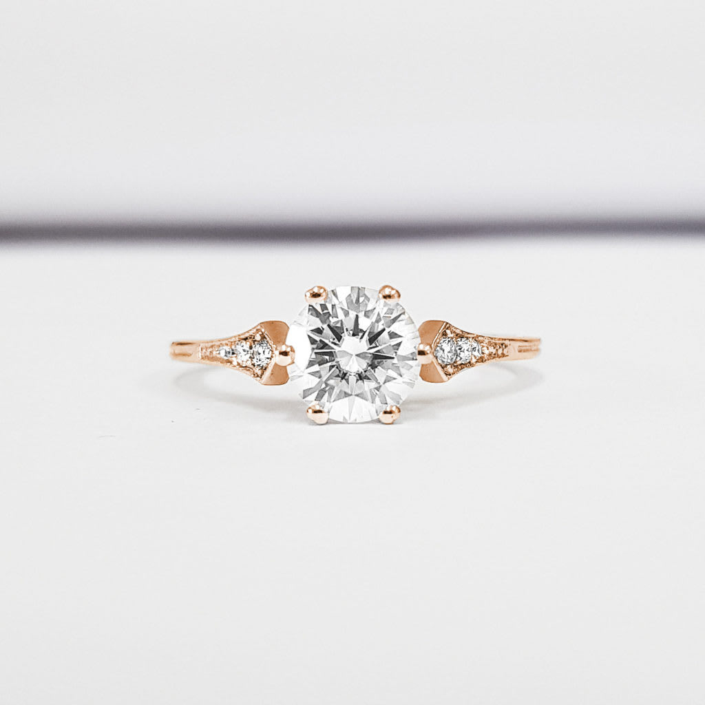 Moissanite and diamond engagement ring  — 1