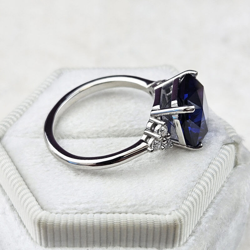 Lab grown sapphire and diamond ring — 2