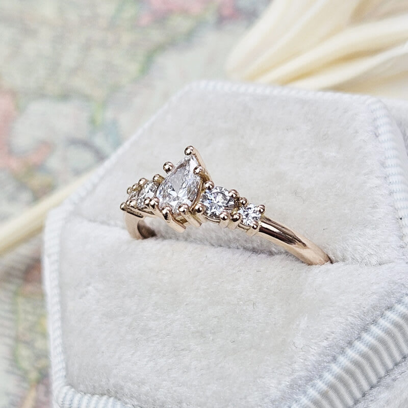 Pear lab grown diamond 5 stone ring — 5