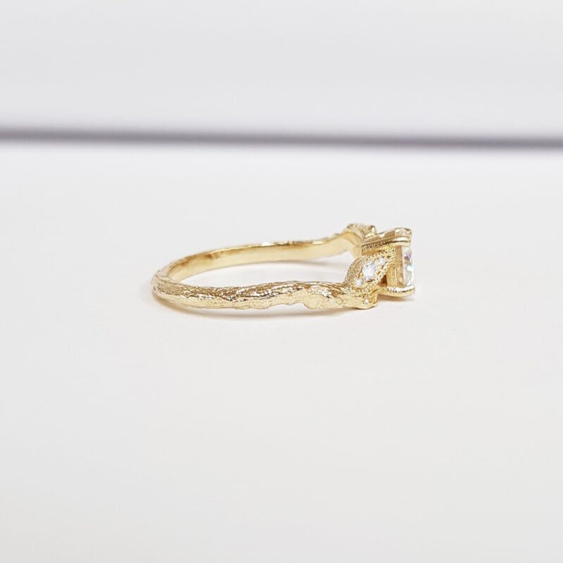 Moonstone and diamond nature inspired ring — 4