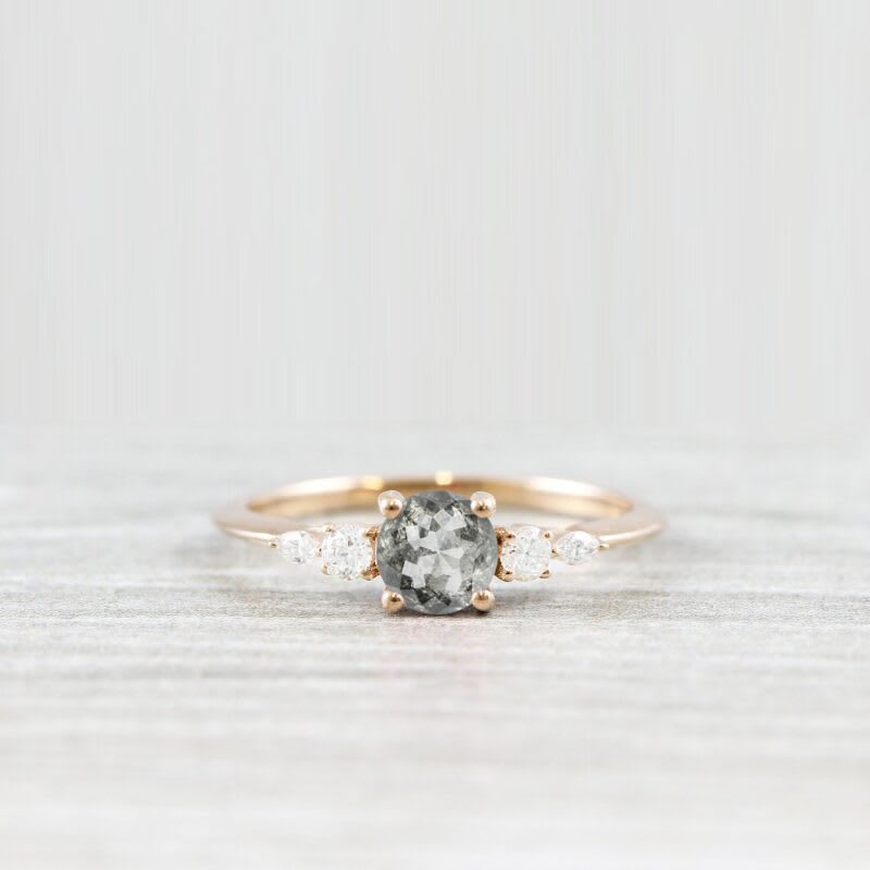 'Arlet' Salt and Pepper Diamond 5 Stone Engagement Ring 