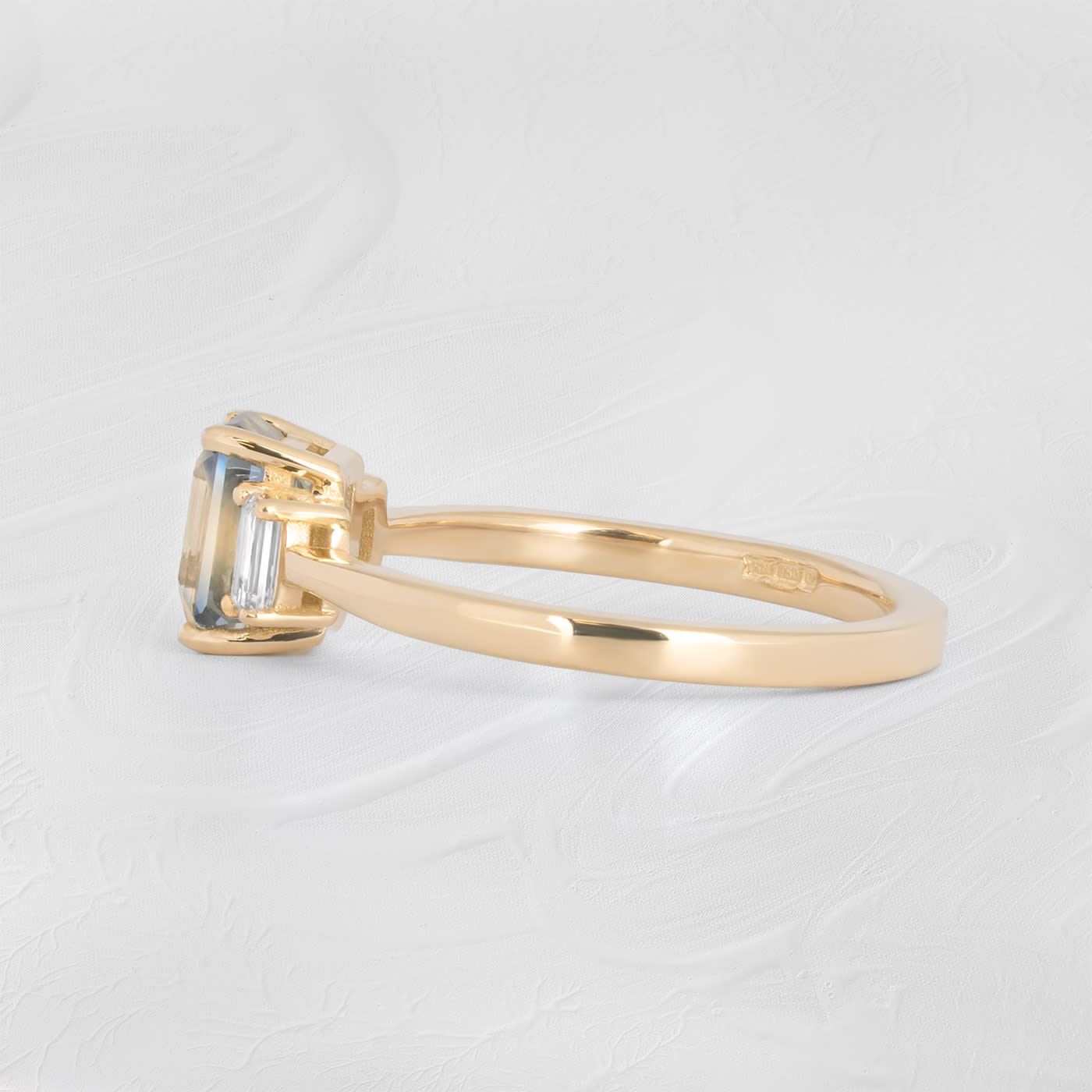 Bi Colour sapphire and diamond trilogy ring  — 3