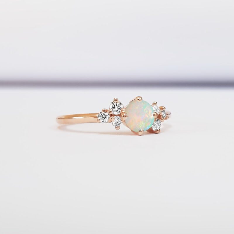 Opal and diamond cluster engagement ring  — 3