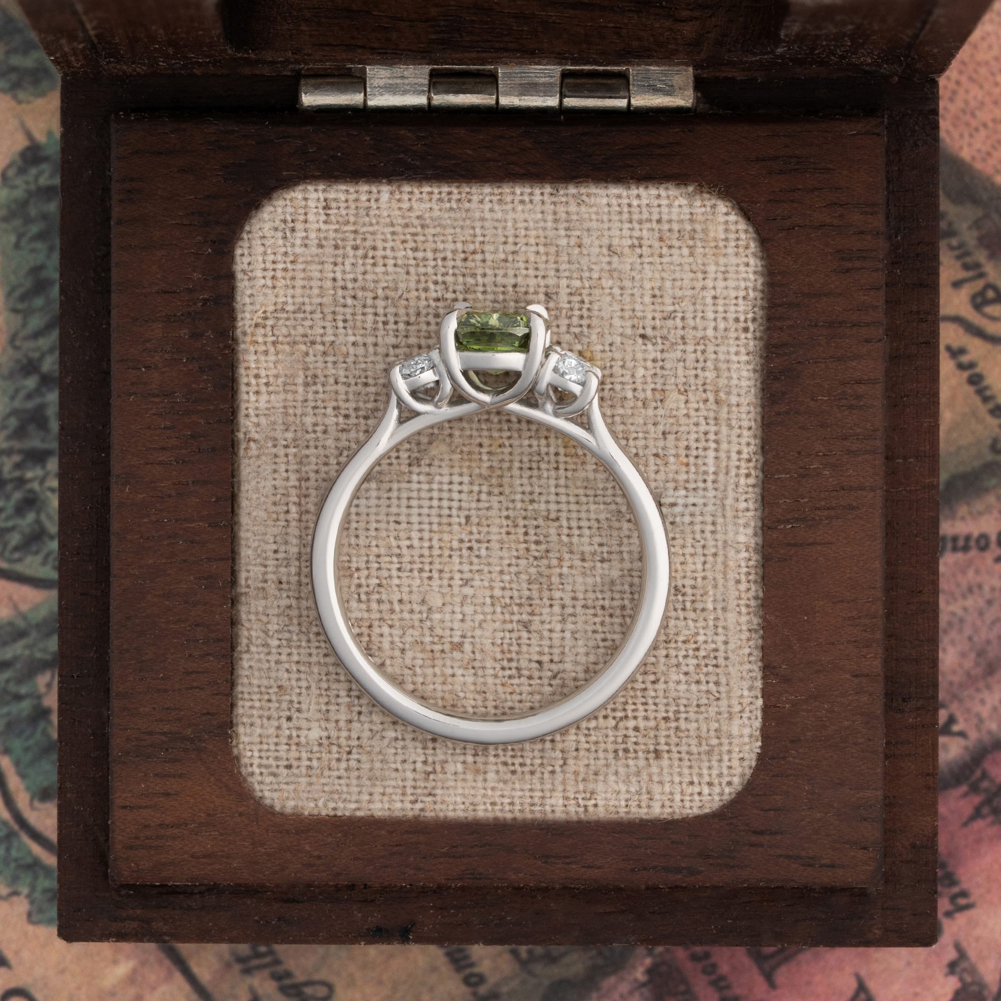 'Felicity'  Cushion cut fancy vivid green lab diamond ring  — 3