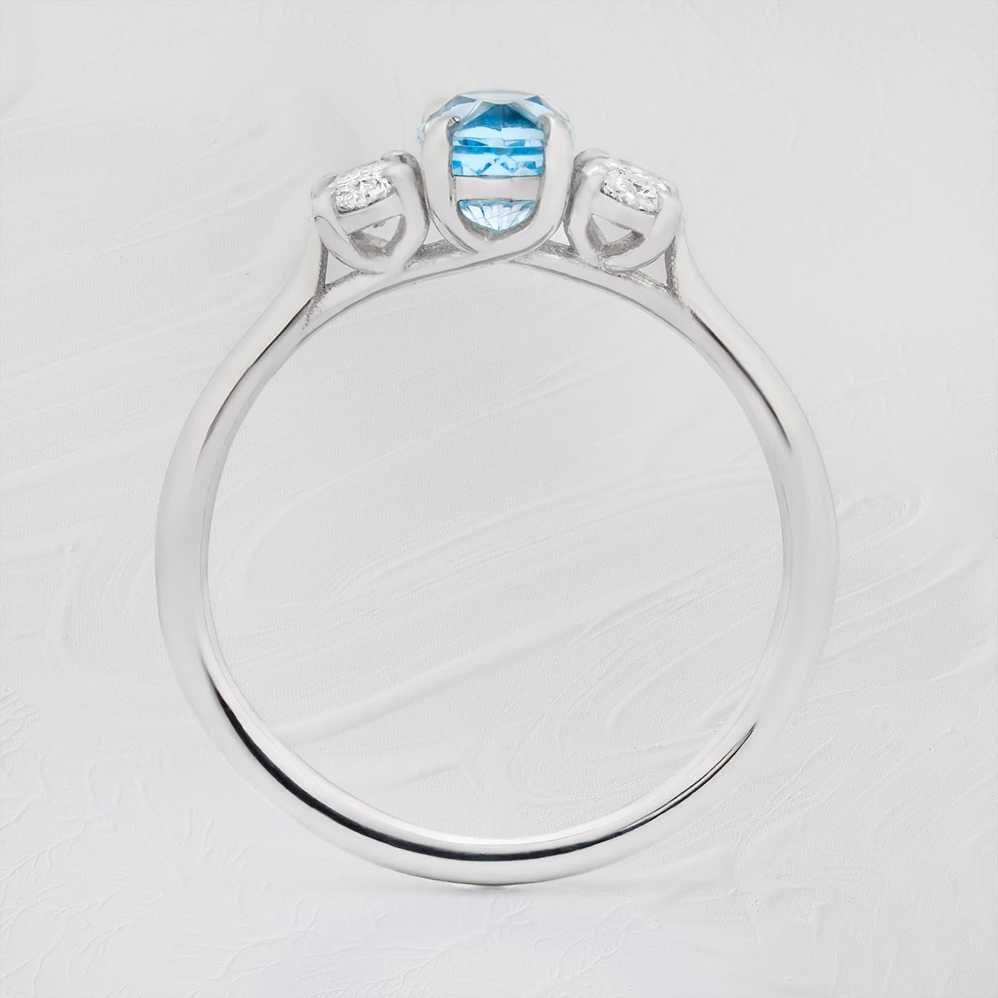 Galaxy cut aquamarine and diamond ring — 3