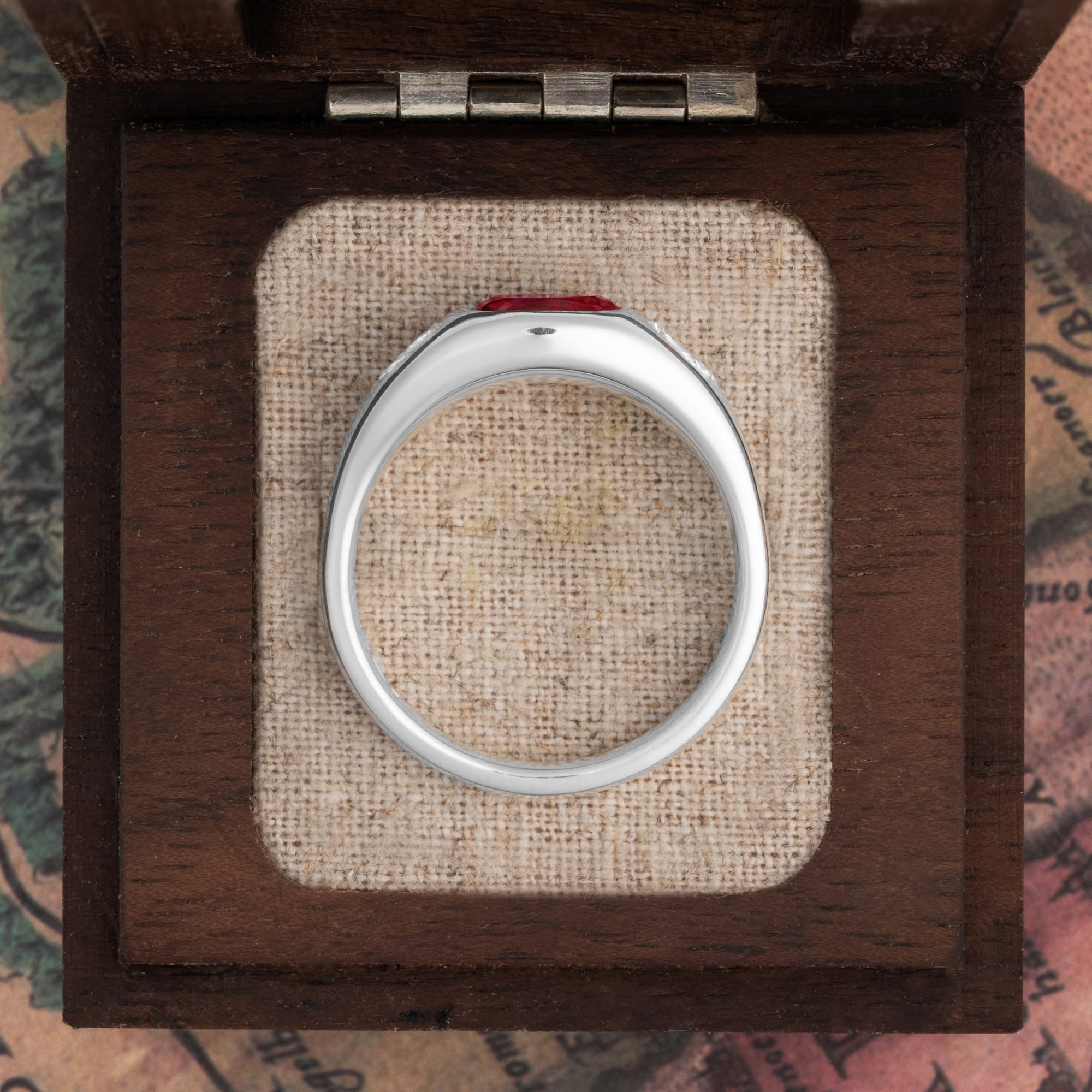 Lab ruby and diamond bezel set ring  — 3