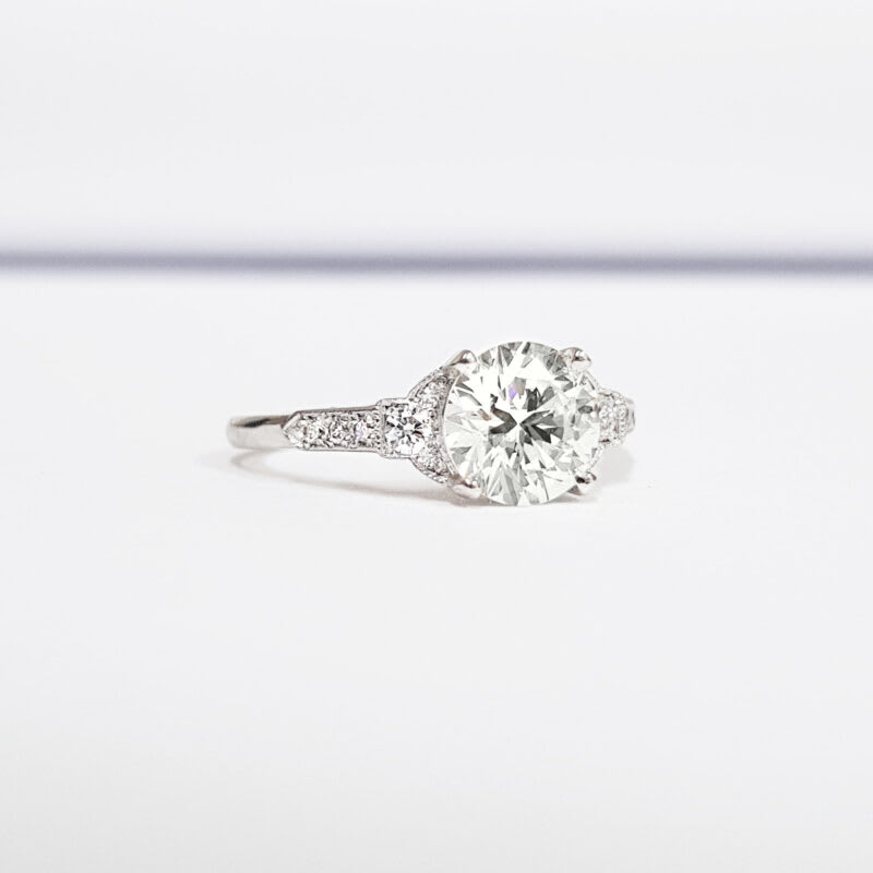 Antique inspired Lab grown diamond engagement ring  — 2