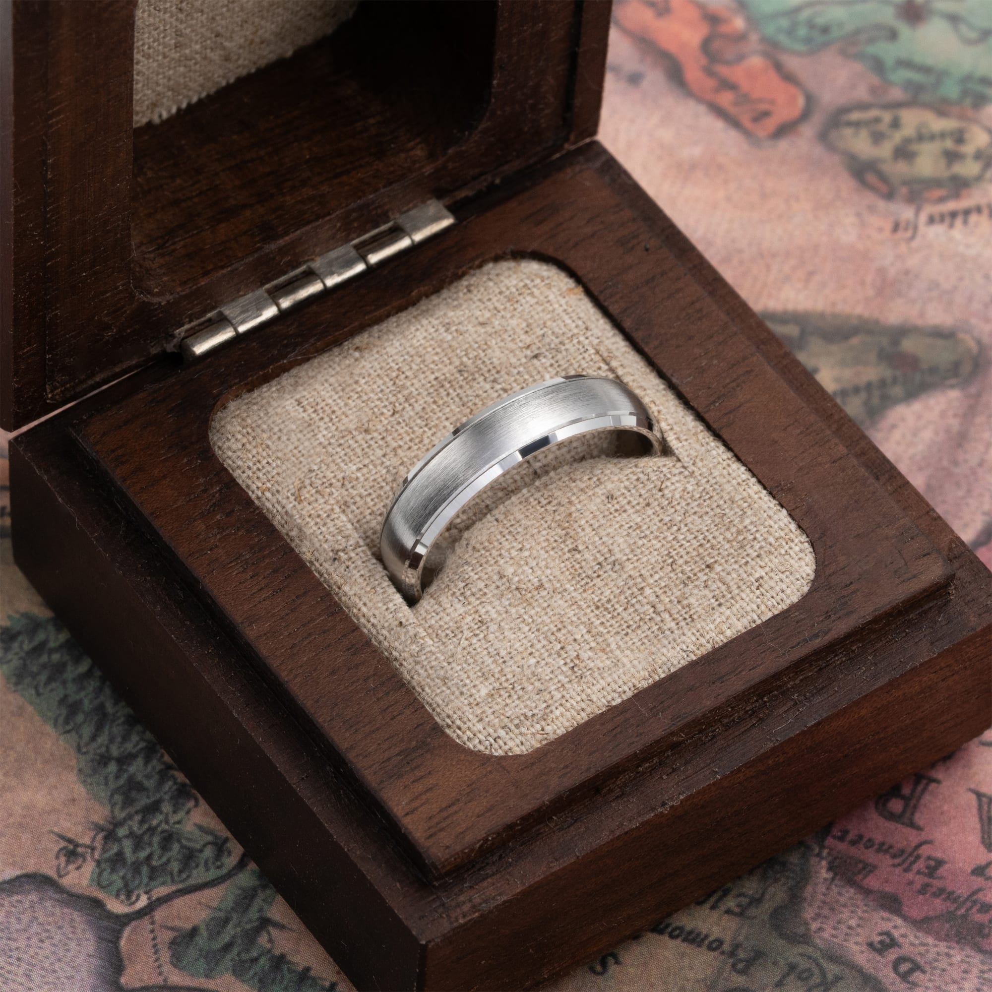 Diamond cut brushed wedding band — 2
