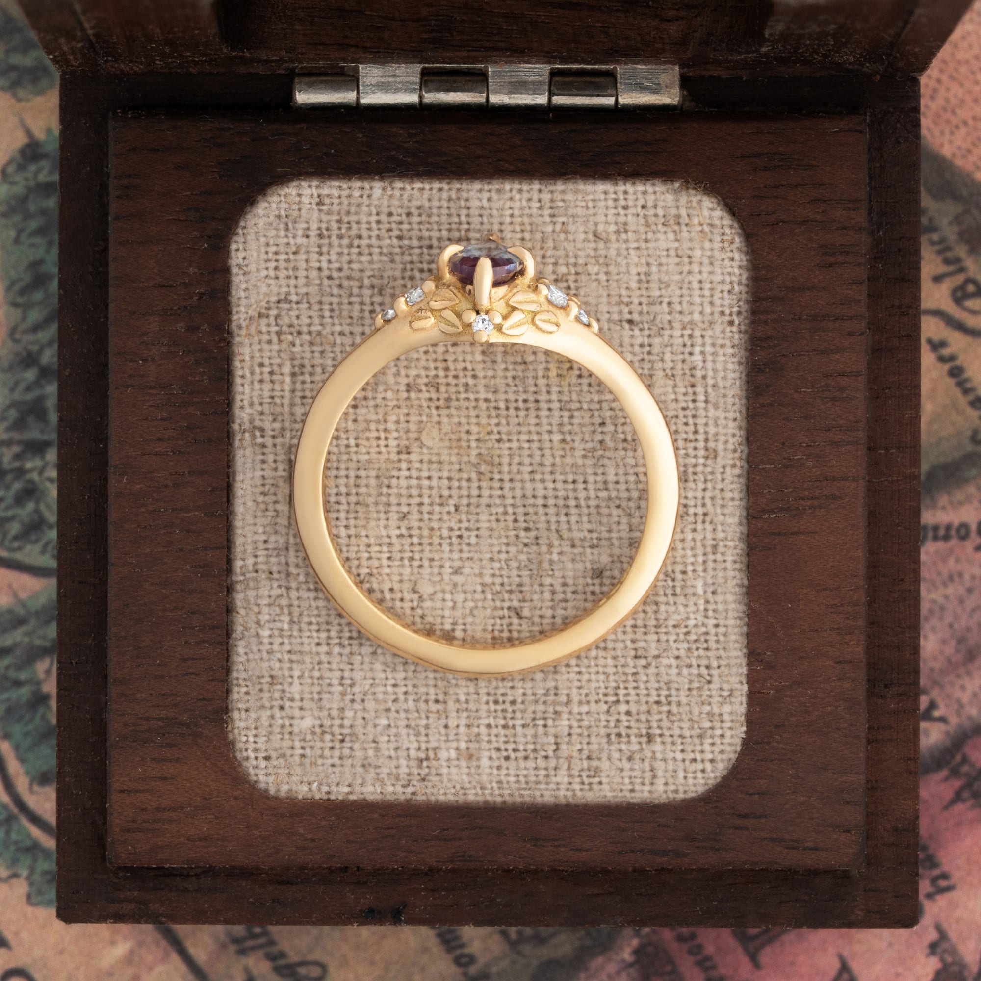 'Forest Vow' lab grown alexandrite and diamond ring — 3