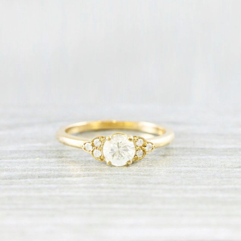 Moissanite and diamond antique inspired engagement ring — 1