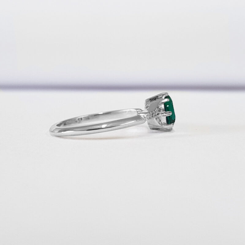 'Cora' Lab grown Emerald and diamond engagement ring — 3