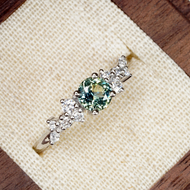 Bi colour precision sapphire and diamond floral ring — 2