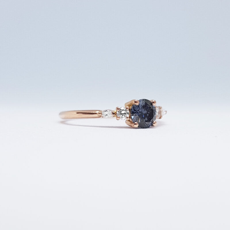 'Arlet' Midnight grey moissanite and diamond engagement ring — 2