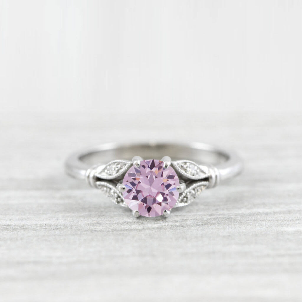 Lavender amethyst and diamond floral ring — 1