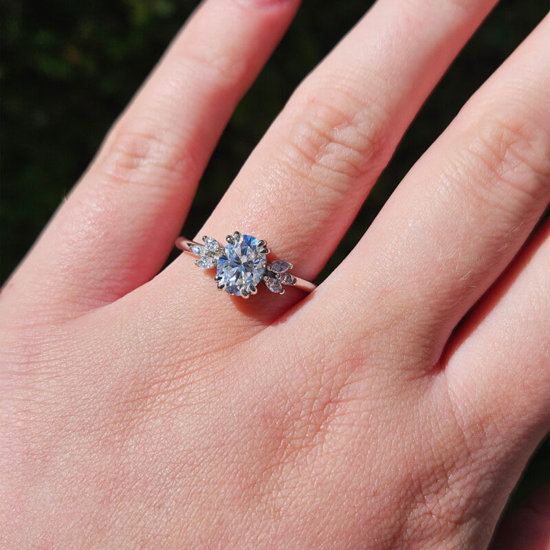 Lab grown diamond floral engagement ring handmade in platinum — 5