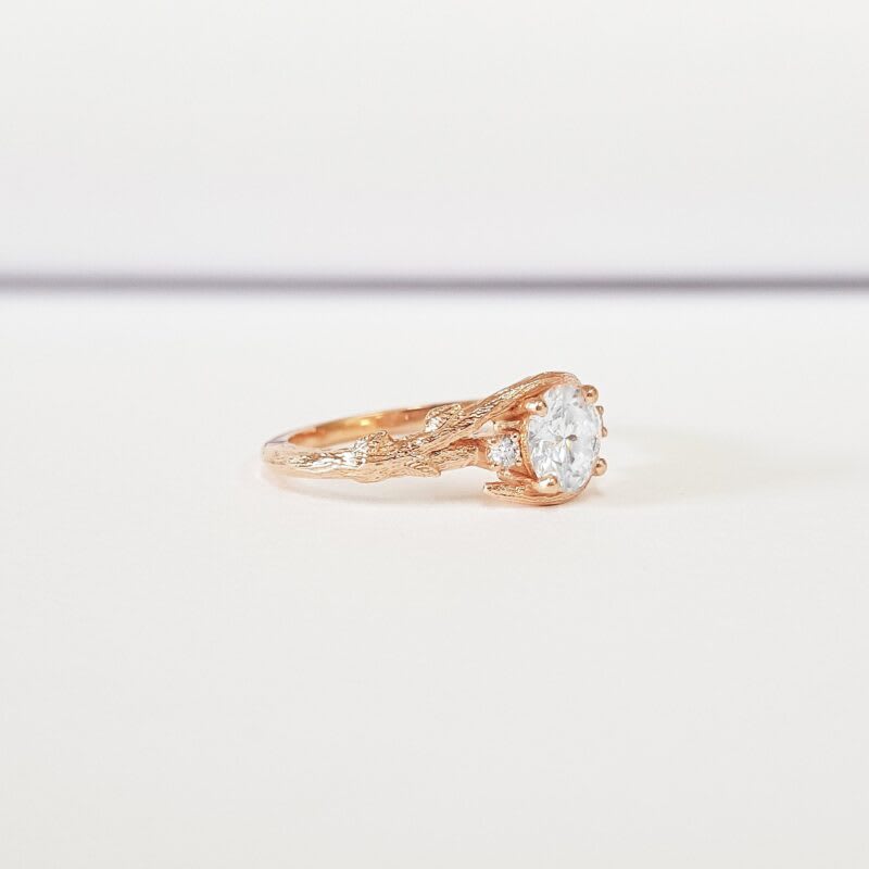 Moissanite and diamond nature inspired ring   — 3