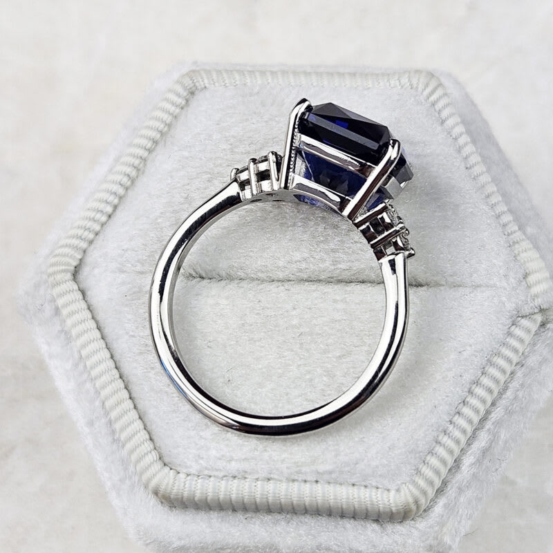 Lab grown sapphire and diamond ring — 3