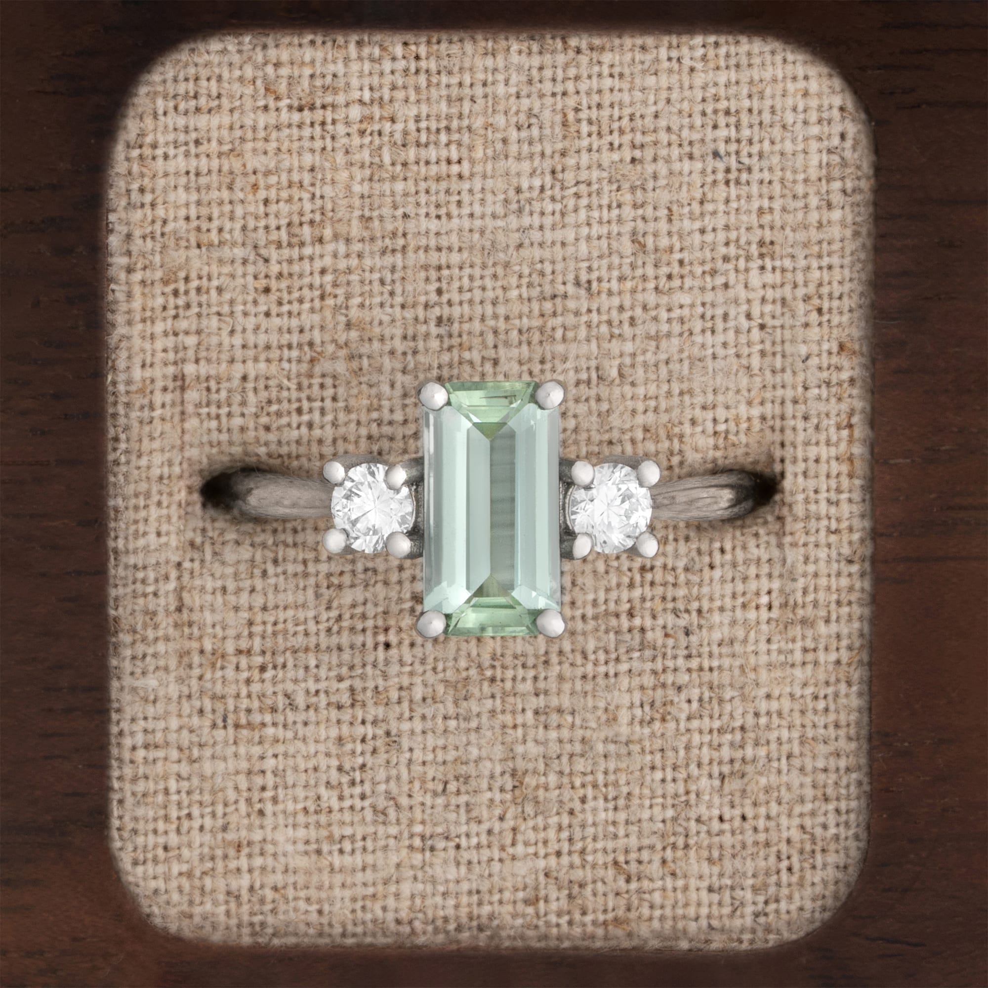 Mint tourmaline and diamond trilogy ring — 1