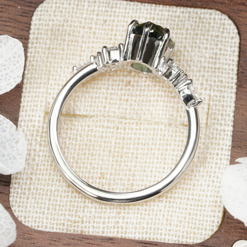 Parti sapphire and diamond floral ring — 3