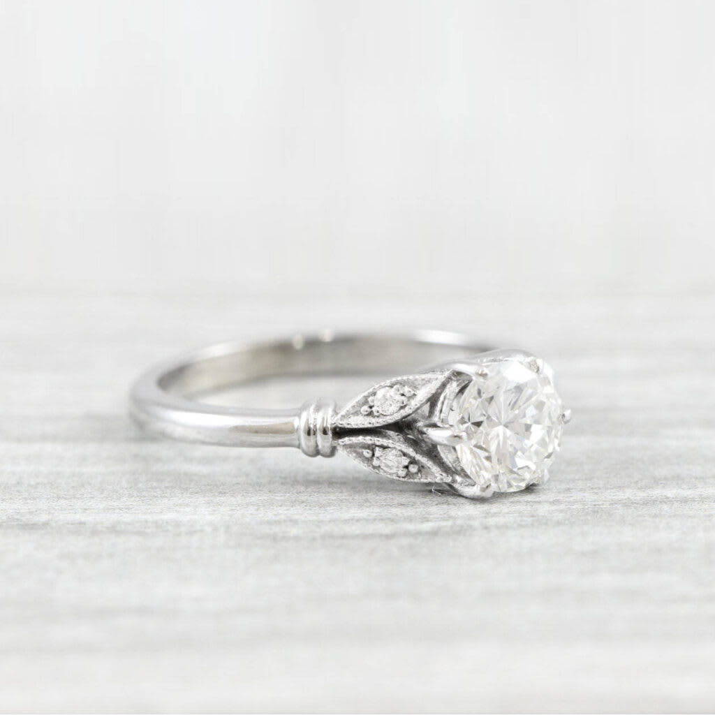 Moissanite and diamond floral inspired ring — 3