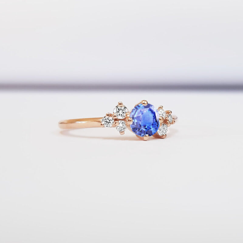 Light blue sapphire and diamond ring - alternate view
