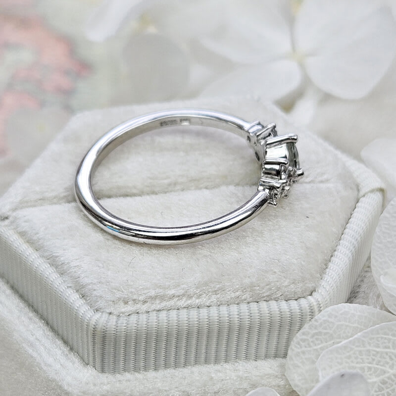 Lab seafoam sapphire and diamond cluster engagement ring - alternate view