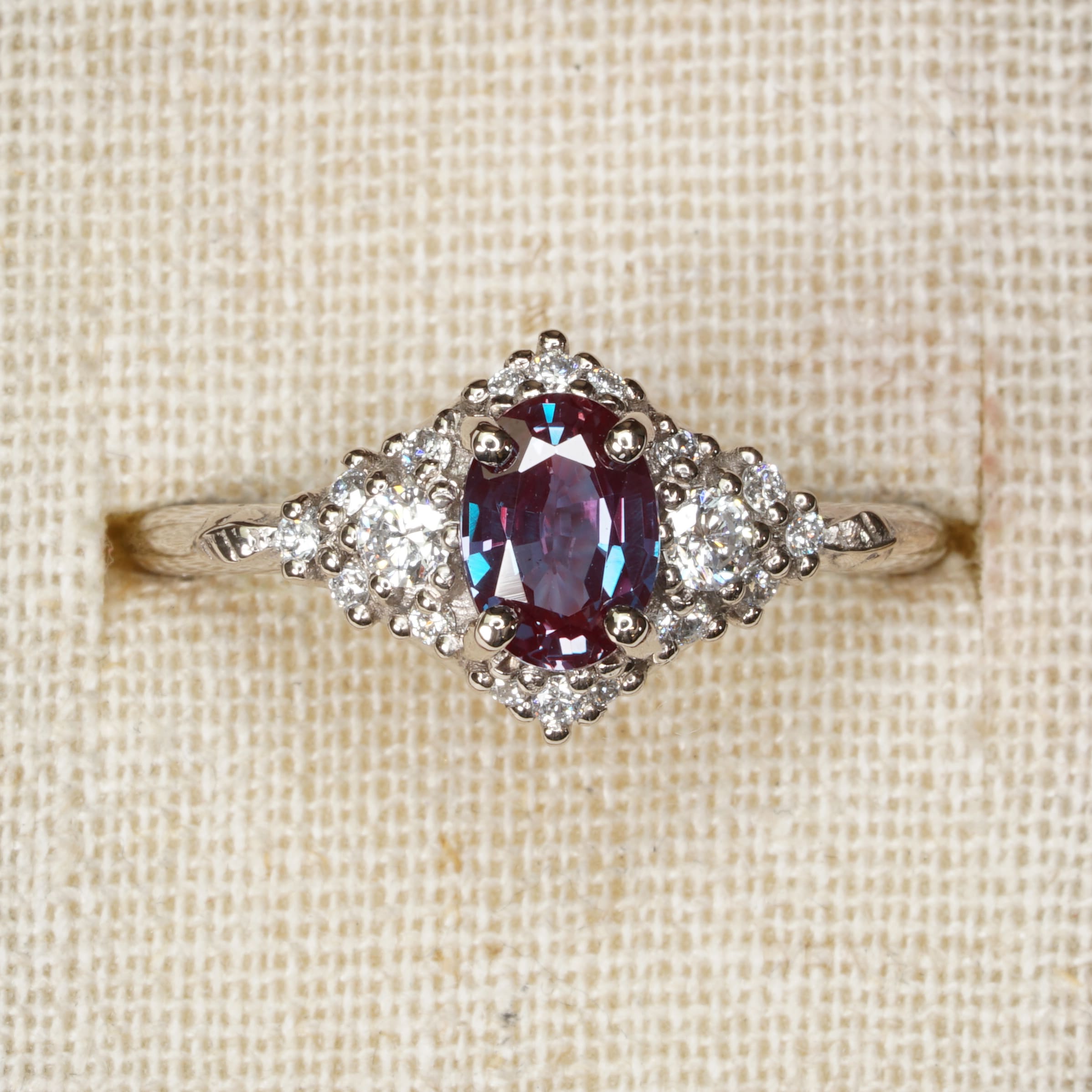 'Woodland' Lab Alexandrite and diamond ring — 1