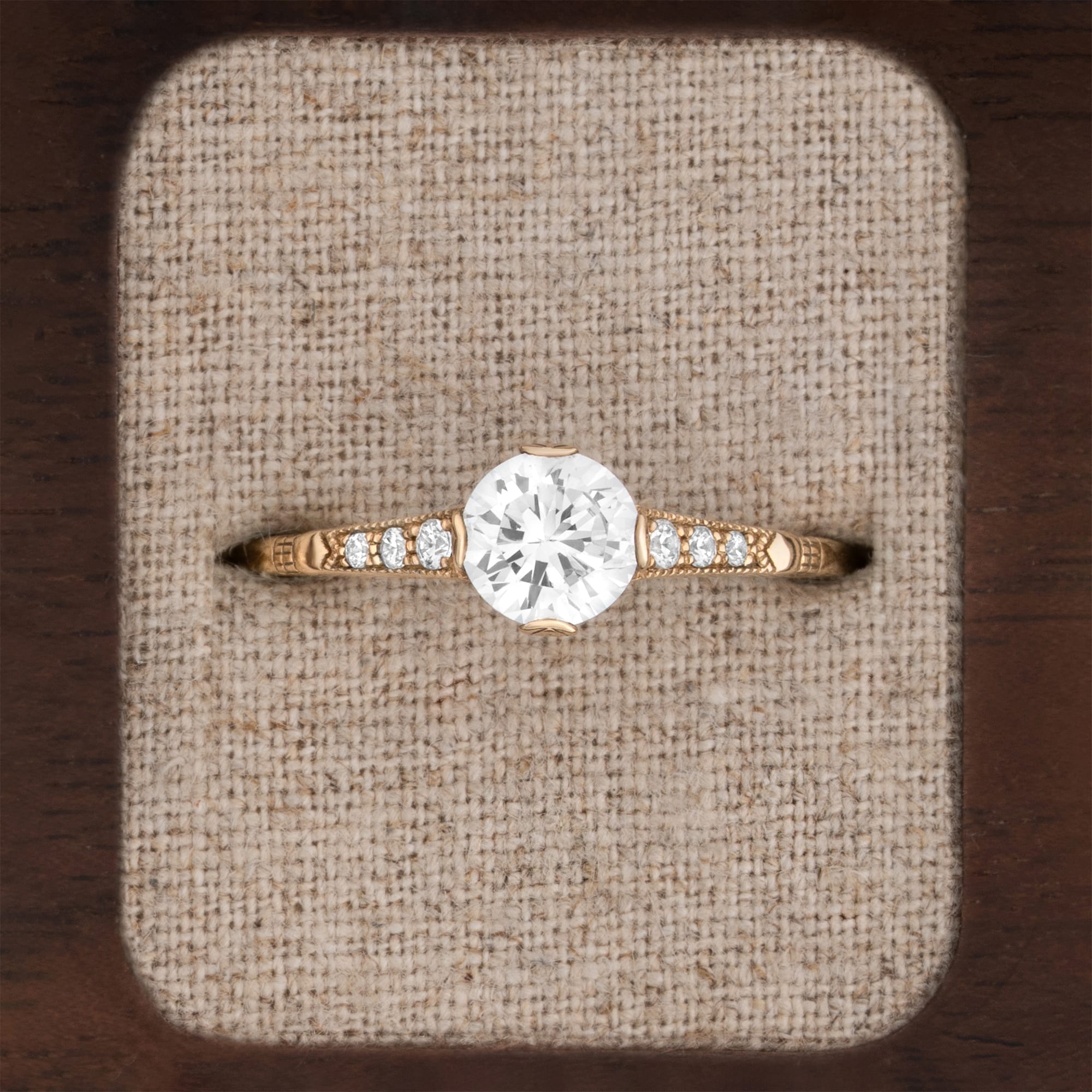 Antique inspired lab grown diamond engagement ring
