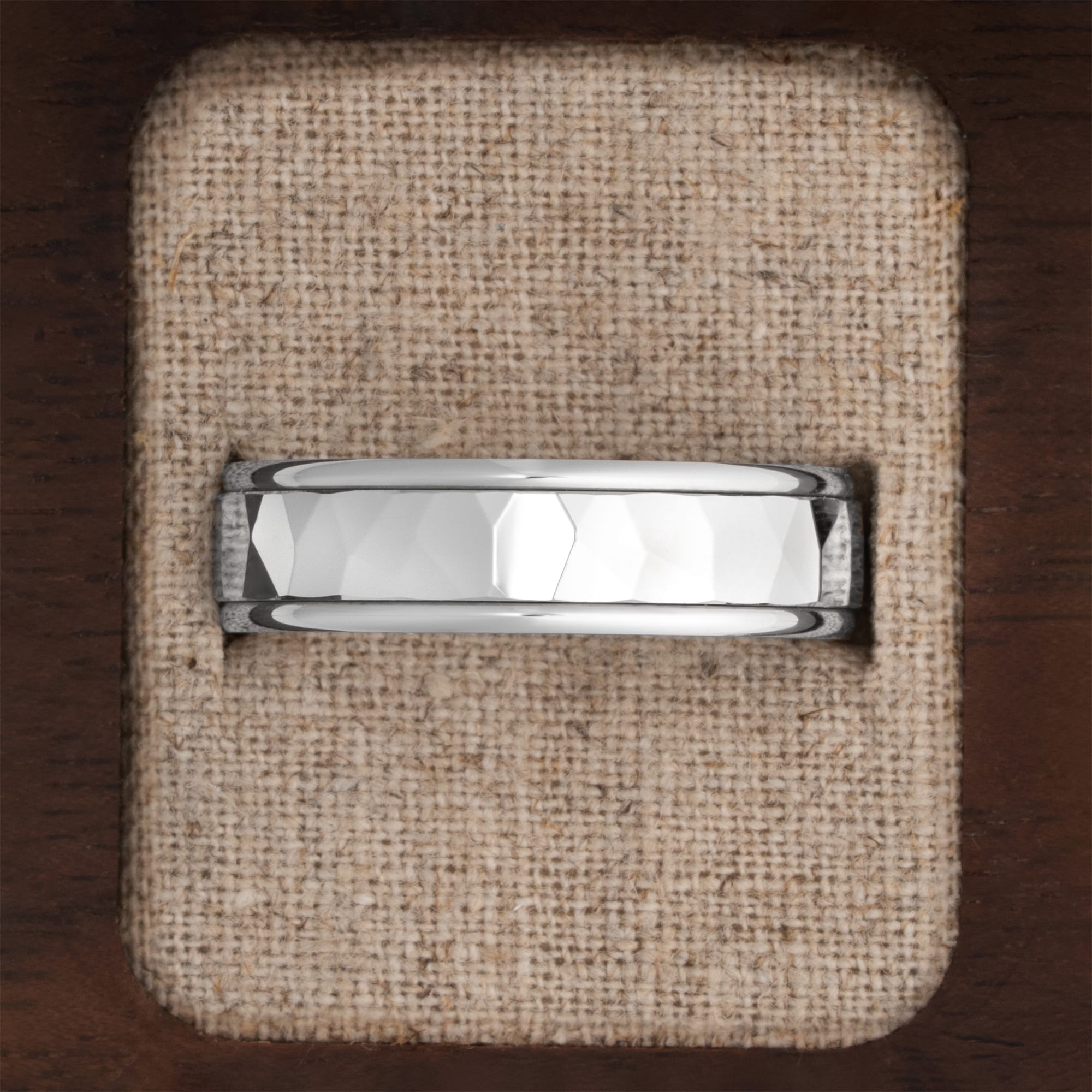 Hammered center wedding band  — 3