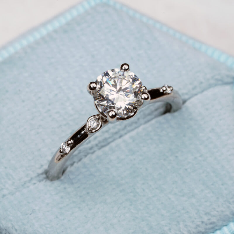 Round lab grown diamond ring in platinum — 4