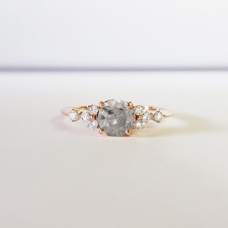 Salt and Pepper Diamond Engagement Ring  — 1