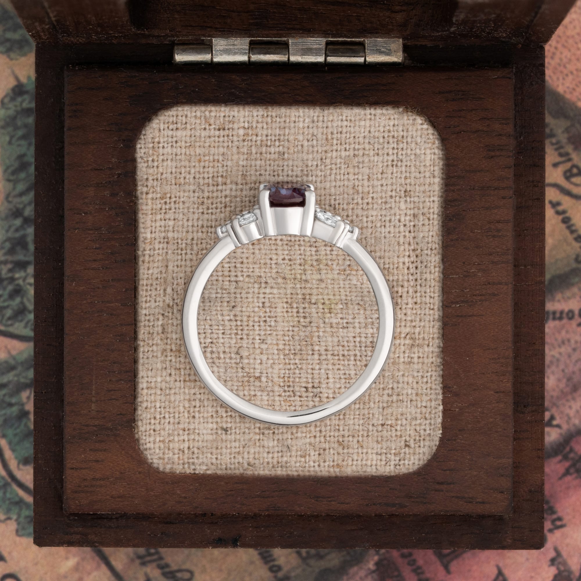 'Dawntree' Alexandrite and diamond cluster ring — 3