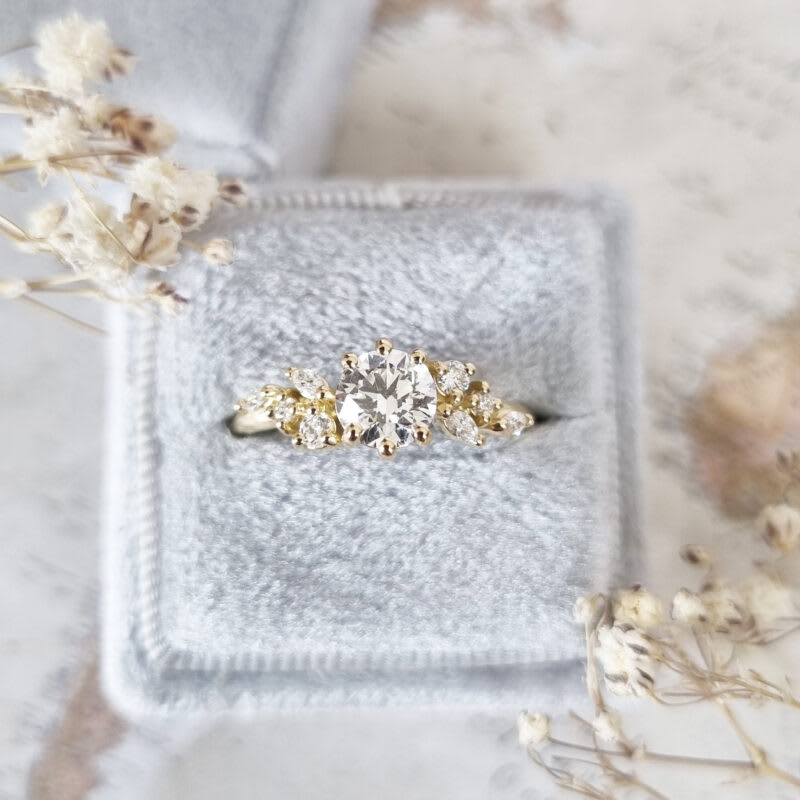 Lab grown diamond floral engagement ring