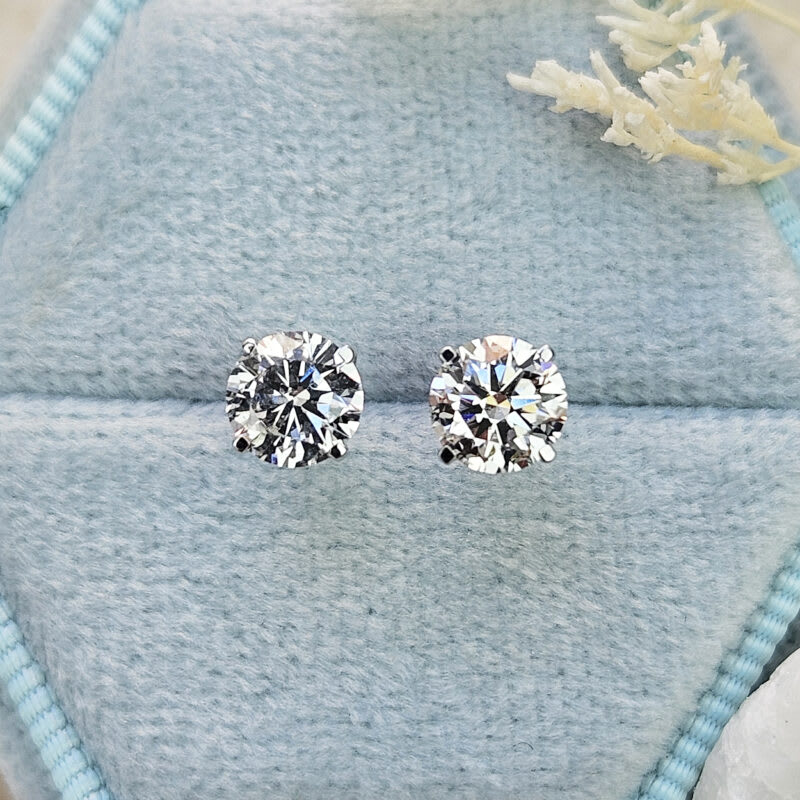 Lab grown diamond stud earrings in 14ct white gold — 1